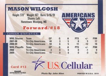 2009-10 Grandstand Tri-City Americans (WHL) #13 Mason Wilgosh Back