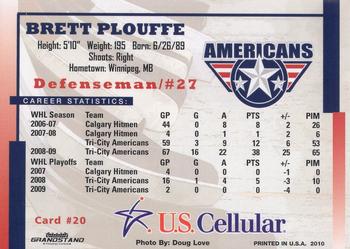 2009-10 Grandstand Tri-City Americans (WHL) #20 Brett Plouffe Back
