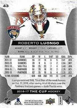 2016-17 Upper Deck The Cup #43 Roberto Luongo Back