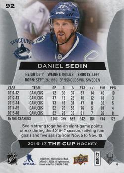 2016-17 Upper Deck The Cup #92 Daniel Sedin Back