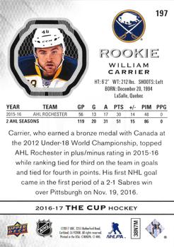 2016-17 Upper Deck The Cup #197 William Carrier Back