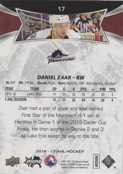 2016-17 Upper Deck AHL - Green #17 Daniel Zaar Back