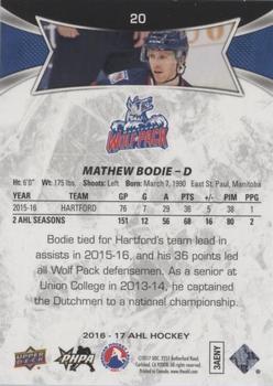 2016-17 Upper Deck AHL - Green #20 Mathew Bodie Back