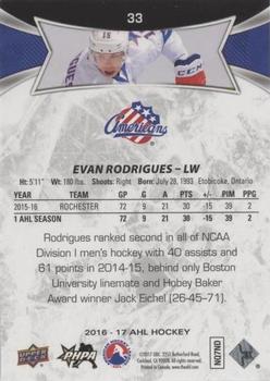 2016-17 Upper Deck AHL - Green #33 Evan Rodrigues Back