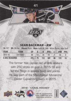2016-17 Upper Deck AHL - Green #41 Sean Backman Back
