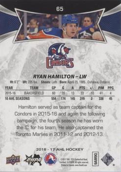 2016-17 Upper Deck AHL - Green #65 Ryan Hamilton Back