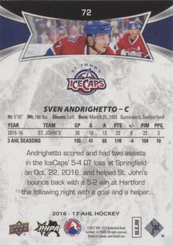 2016-17 Upper Deck AHL - Green #72 Sven Andrighetto Back
