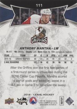 2016-17 Upper Deck AHL - Green #111 Anthony Mantha Back