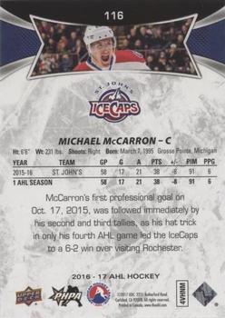 2016-17 Upper Deck AHL - Green #116 Mike McCarron Back