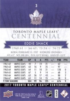2017 Upper Deck Toronto Maple Leafs Centennial #3 Eddie Shack Back
