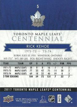 2017 Upper Deck Toronto Maple Leafs Centennial #5 Rick Kehoe Back