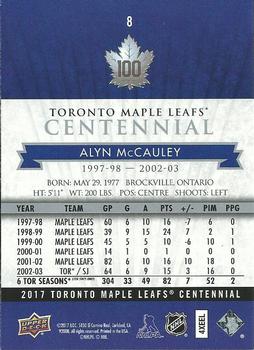 2017 Upper Deck Toronto Maple Leafs Centennial #8 Alyn McCauley Back