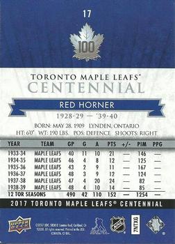 2017 Upper Deck Toronto Maple Leafs Centennial #17 Red Horner Back
