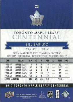 2017 Upper Deck Toronto Maple Leafs Centennial #23 Bill Barilko Back