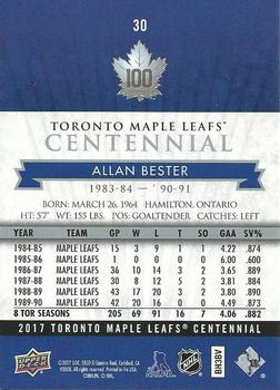 2017 Upper Deck Toronto Maple Leafs Centennial #30 Allan Bester Back