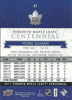 2017 Upper Deck Toronto Maple Leafs Centennial #41 Norm Ullman Back