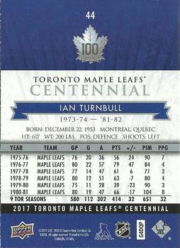 2017 Upper Deck Toronto Maple Leafs Centennial #44 Ian Turnbull Back