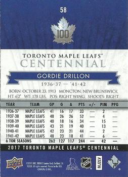 2017 Upper Deck Toronto Maple Leafs Centennial #58 Gordie Drillon Back