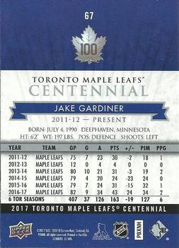 2017 Upper Deck Toronto Maple Leafs Centennial #67 Jake Gardiner Back