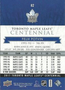 2017 Upper Deck Toronto Maple Leafs Centennial #82 Felix Potvin Back