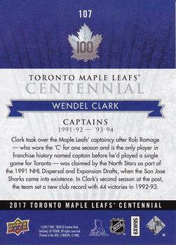 2017 Upper Deck Toronto Maple Leafs Centennial #107 Wendel Clark Back