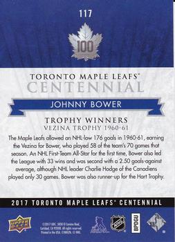 2017 Upper Deck Toronto Maple Leafs Centennial #117 Johnny Bower Back
