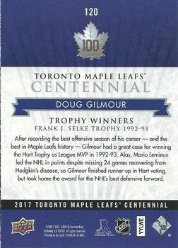 2017 Upper Deck Toronto Maple Leafs Centennial #120 Doug Gilmour Back