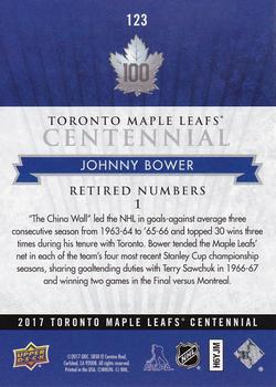 2017 Upper Deck Toronto Maple Leafs Centennial #123 Johnny Bower Back