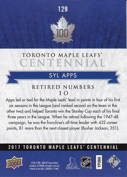 2017 Upper Deck Toronto Maple Leafs Centennial #129 Syl Apps Back