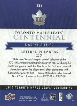 2017 Upper Deck Toronto Maple Leafs Centennial #133 Darryl Sittler Back