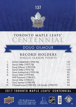 2017 Upper Deck Toronto Maple Leafs Centennial #137 Doug Gilmour Back