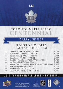2017 Upper Deck Toronto Maple Leafs Centennial #143 Darryl Sittler Back