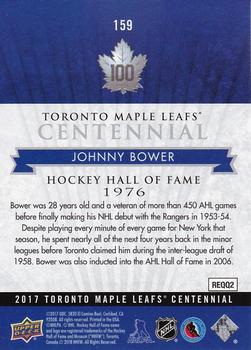 2017 Upper Deck Toronto Maple Leafs Centennial #159 Johnny Bower Back