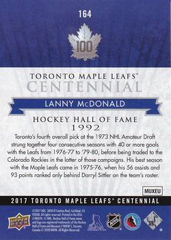 2017 Upper Deck Toronto Maple Leafs Centennial #164 Lanny McDonald Back