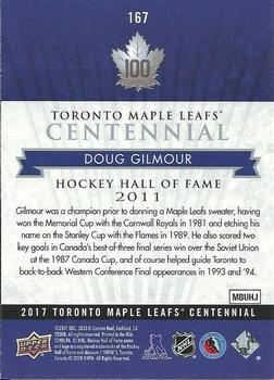 2017 Upper Deck Toronto Maple Leafs Centennial #167 Doug Gilmour Back