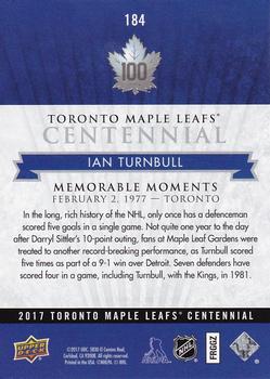 2017 Upper Deck Toronto Maple Leafs Centennial #184 Ian Turnbull Back
