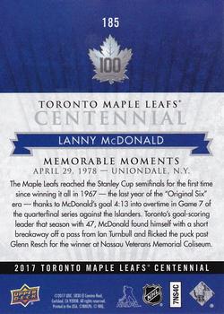 2017 Upper Deck Toronto Maple Leafs Centennial #185 Lanny McDonald Back