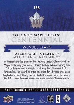 2017 Upper Deck Toronto Maple Leafs Centennial #188 Wendel Clark Back