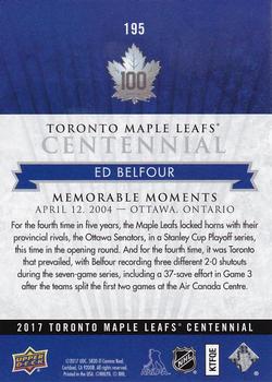 2017 Upper Deck Toronto Maple Leafs Centennial #195 Ed Belfour Back