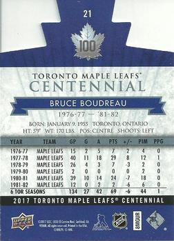 2017 Upper Deck Toronto Maple Leafs Centennial - Blue Die Cut #21 Bruce Boudreau Back