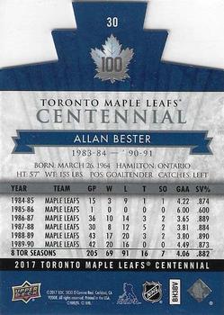 2017 Upper Deck Toronto Maple Leafs Centennial - Blue Die Cut #30 Allan Bester Back