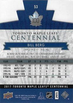 2017 Upper Deck Toronto Maple Leafs Centennial - Blue Die Cut #53 Bill Berg Back
