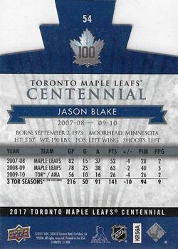 2017 Upper Deck Toronto Maple Leafs Centennial - Blue Die Cut #54 Jason Blake Back