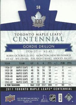 2017 Upper Deck Toronto Maple Leafs Centennial - Blue Die Cut #58 Gordie Drillon Back