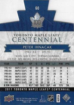 2017 Upper Deck Toronto Maple Leafs Centennial - Blue Die Cut #60 Peter Ihnacak Back