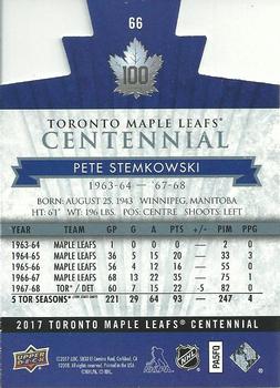 2017 Upper Deck Toronto Maple Leafs Centennial - Blue Die Cut #66 Pete Stemkowski Back