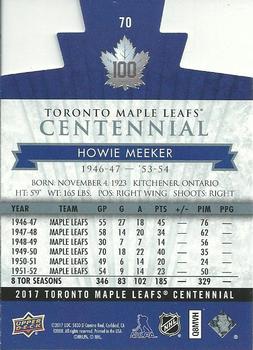 2017 Upper Deck Toronto Maple Leafs Centennial - Blue Die Cut #70 Howie Meeker Back