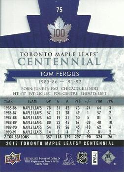 2017 Upper Deck Toronto Maple Leafs Centennial - Blue Die Cut #75 Tom Fergus Back
