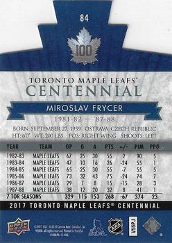 2017 Upper Deck Toronto Maple Leafs Centennial - Blue Die Cut #84 Miroslav Frycer Back