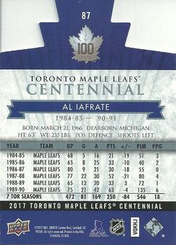 2017 Upper Deck Toronto Maple Leafs Centennial - Blue Die Cut #87 Al Iafrate Back